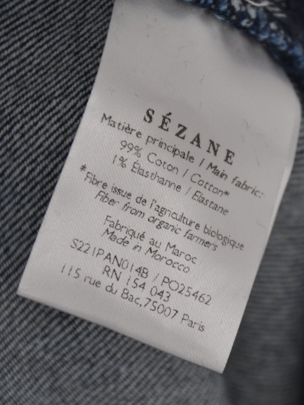 Sezane High Rise Wide Leg Navy Denim Button Front Pants Size 38 - Picture 9 of 9